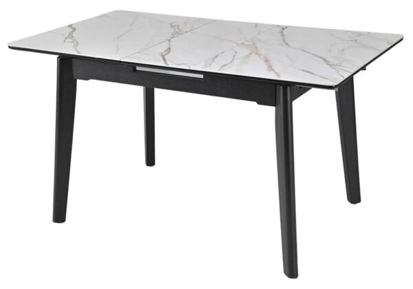 Masa extensibila OSTEN, alb cu efect de marmura/auriu/negru, 110/140x8
