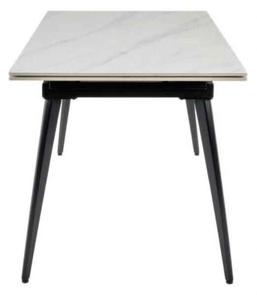 Masa extensibila REEF, alb cu efect de marmura/negru, ceramica/metal