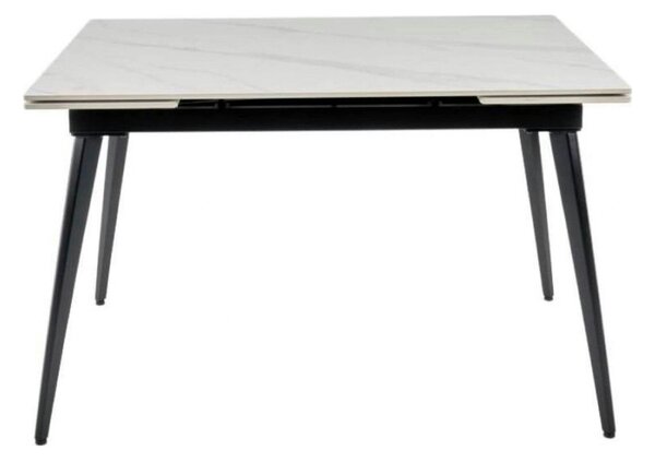 Masa extensibila REEF, alb cu efect de marmura/negru, ceramica/metal