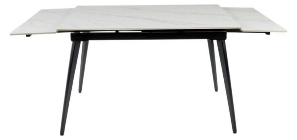 Masa extensibila REEF, alb cu efect de marmura/negru, ceramica/metal
