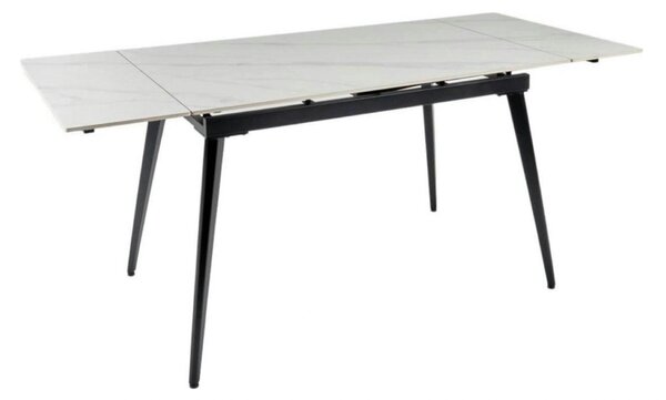 Masa extensibila REEF, alb cu efect de marmura/negru, ceramica/metal