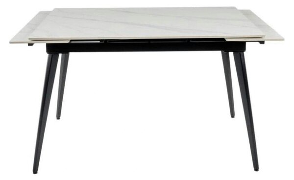 Masa extensibila REEF, alb cu efect de marmura/negru, ceramica/metal