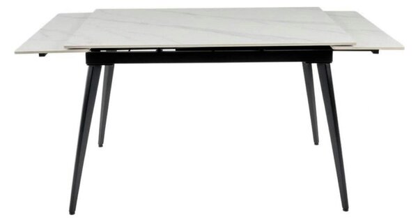 Masa extensibila REEF, alb cu efect de marmura/negru, ceramica/metal