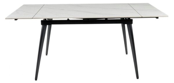 Masa extensibila REEF, alb cu efect de marmura/negru, ceramica/metal