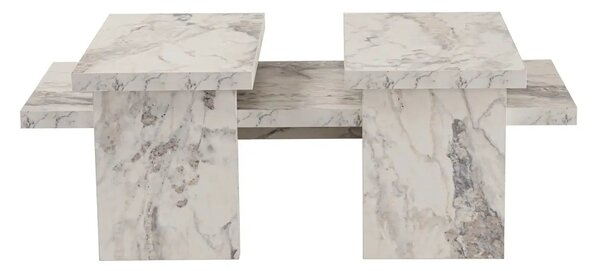 Masuta cafea SANCTUARY, alb cu efect de marmura, PAL, 110x45x30 cm