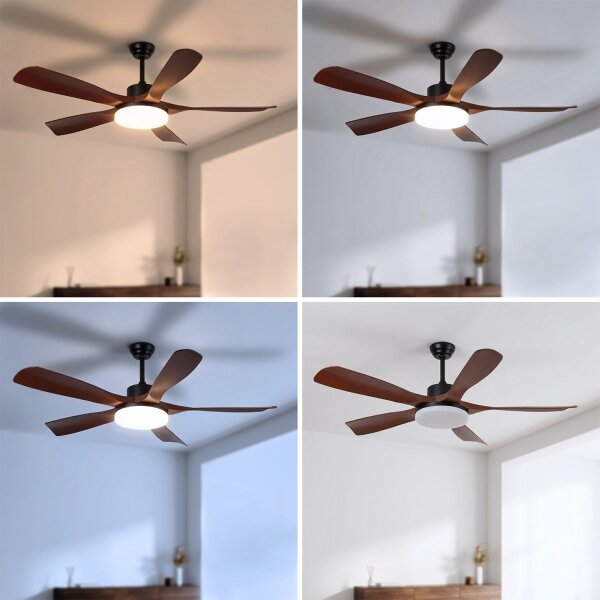 Brilagi - Ventilator de tavan LED dimabil/34W/230V 132 cm negru/maro + telecomandă