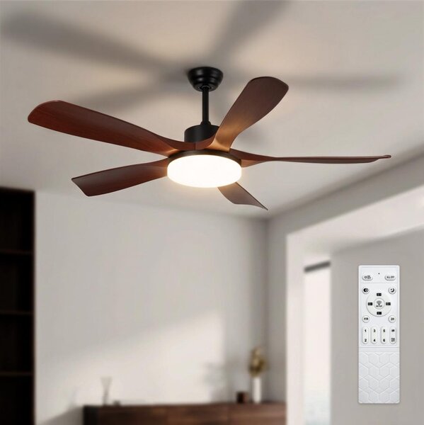 Brilagi - Ventilator de tavan LED dimabil/34W/230V 132 cm negru/maro + telecomandă