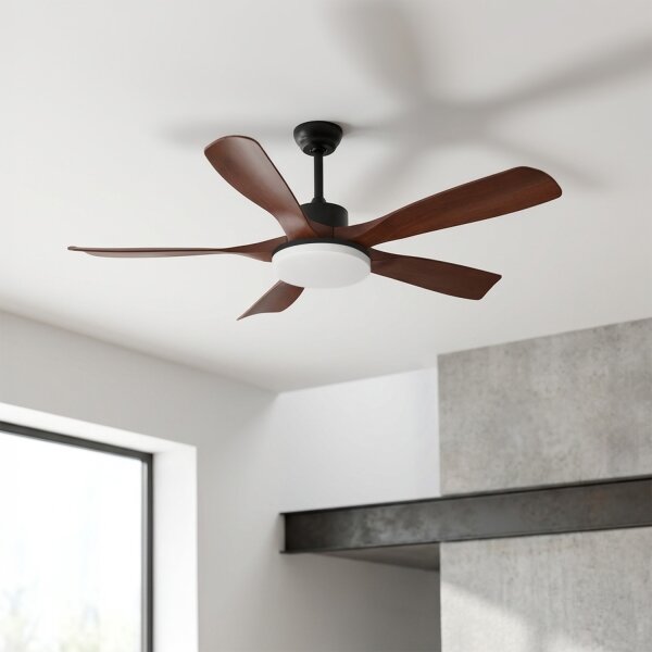 Brilagi - Ventilator de tavan LED dimabil/34W/230V 132 cm negru/maro + telecomandă