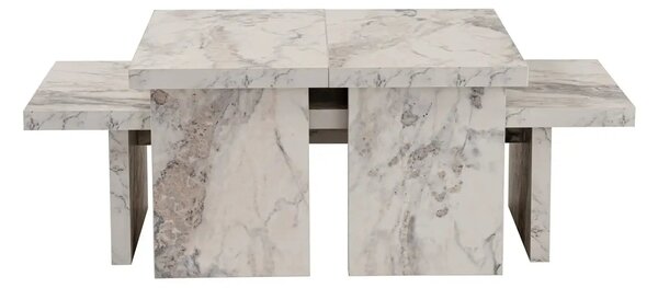 Masuta cafea SANCTUARY, alb cu efect de marmura, PAL, 110x45x30 cm