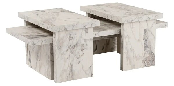 Masuta cafea SANCTUARY, alb cu efect de marmura, PAL, 110x45x30 cm