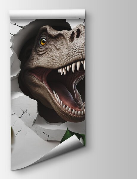 Fototapet Cap de dinozaur care iese dintr-o gaură în perete, Fototapet 3D, Fototapet populare, u94772 - Tapeko.ro