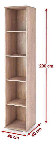 Biblioteca LIMA SL1, stejar sonoma, PAL laminat, 40x40x200 cm