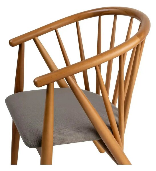 Scaun DORIS, stejar/gri, stofa/lemn, 56x58x82 cm