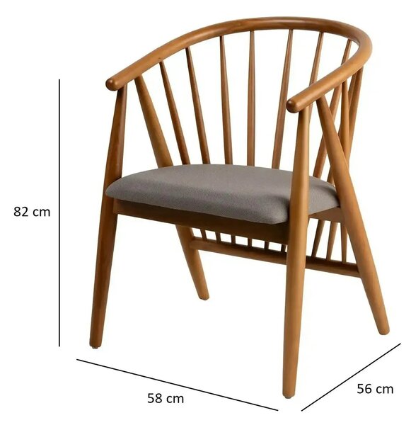 Scaun DORIS, stejar/gri, stofa/lemn, 56x58x82 cm