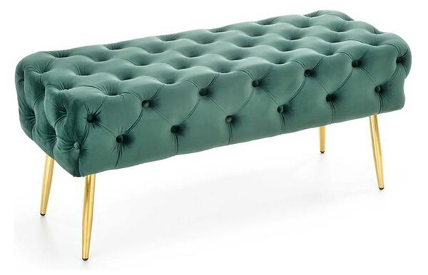 Bancheta verde ATHENA, stofa catifelata verde, 100x45x40 cm