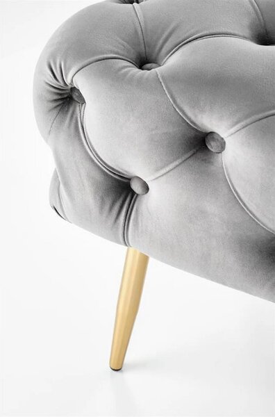 Bancheta ATHENA, stofa catifelata gri, 100x45x40 cm