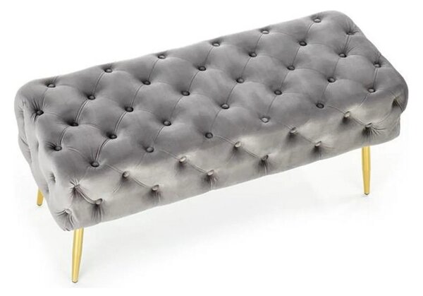 Bancheta ATHENA, stofa catifelata gri, 100x45x40 cm