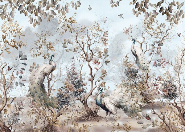 Fototapet Pictura de păuni într-o pădure, Fototapet natură, Fototapet populare, u94849 - Tapeko.ro