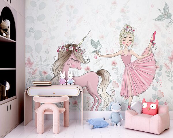 Fototapet Unicorn și o fată, Fototapet copii, Fototapet populare, u95007 - Tapeko.ro