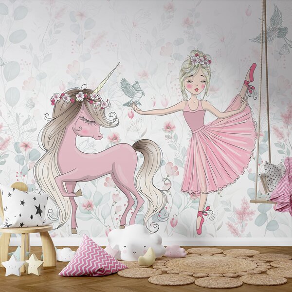 Fototapet Unicorn și o fată, Fototapet copii, Fototapet populare, u95007 - Tapeko.ro
