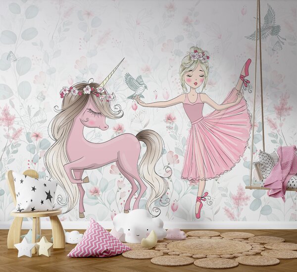 Fototapet Unicorn și o fată, Fototapet copii, Fototapet populare, u95007 - Tapeko.ro