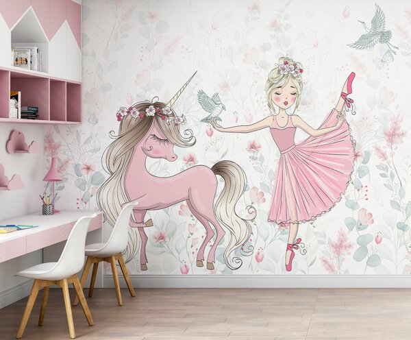 Fototapet Unicorn și o fată, Fototapet copii, Fototapet populare, u95007 - Tapeko.ro
