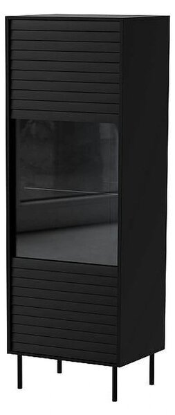 Vitrina CORTINA, negru, PAL laminat/sticla, 53x40x182 cm