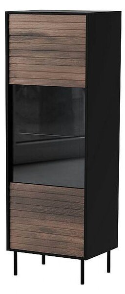 Vitrina CORTINA, nuc/negru, PAL laminat/sticla, 53x40x182 cm
