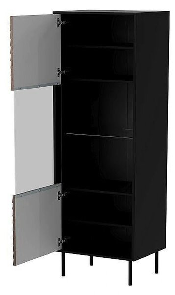Vitrina CORTINA, nuc/negru, PAL laminat/sticla, 53x40x182 cm