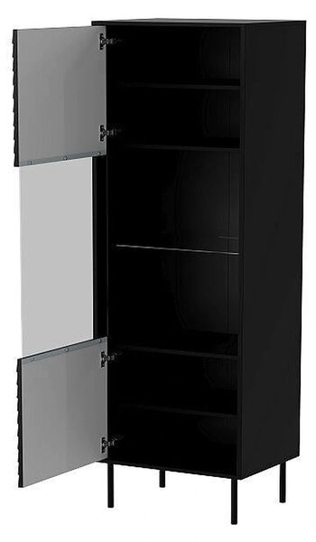 Vitrina CORTINA, negru, PAL laminat/sticla, 53x40x182 cm