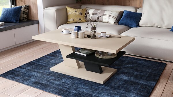 Mazzoni CLIFF MAT Bej (Șampanie)/Negru - MĂSUȚĂ DE CAFEA MODERNĂ
