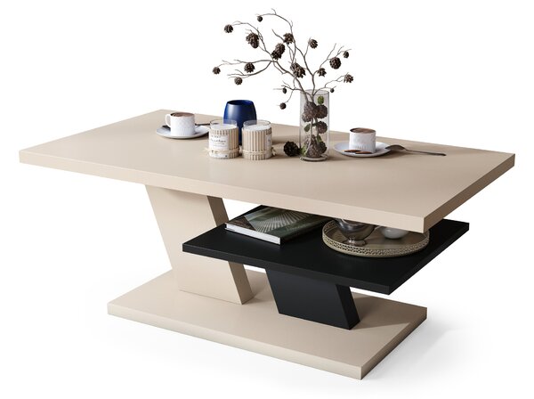 Mazzoni CLIFF MAT Bej (Șampanie)/Negru - MĂSUȚĂ DE CAFEA MODERNĂ