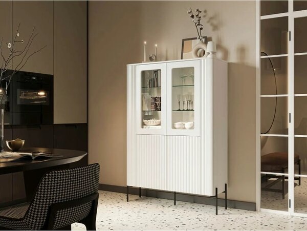 Vitrina VERA, alb, PAL laminat/sticla, 110x40x160 cm