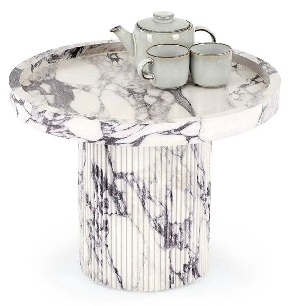 Masuta cafea AMARETTO, efect de marmura alb, 60x46 cm
