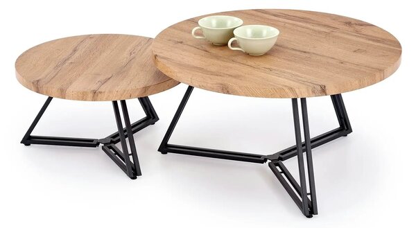Set 2 masute cafea ANGER, stejar auriu/negru