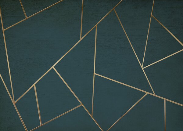 Tapet Triunghiuri turcoaz, artă geometrică, Fototapet Abstract, u47801 : Uwalls.ro