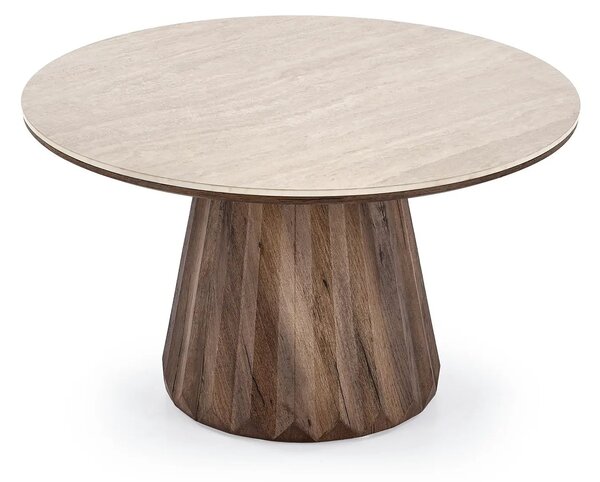 Masuta cafea DIAVOLA, travertin/nuc, 80x47 cm