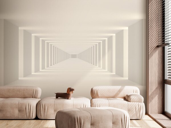 Fototapet Cameră albă lungă cu coloane, Fototapet 3D, Fototapet populare, u95066 - Tapeko.ro