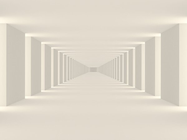 Fototapet Cameră albă lungă cu coloane, Fototapet 3D, Fototapet populare, u95066 - Tapeko.ro