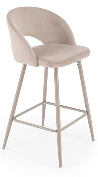Scaun bar H96, bej deschis/casmir, stofa catifelata/otel, 48x49x89 cm