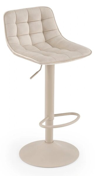 Scaun bar H95_CS, bej deschis/casmir, stofa catifelata/metal, 43x44x84