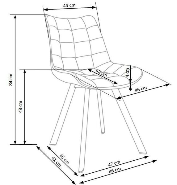 Scaun K332, bej/casmir, stofa/metal, 46x61x84 cm