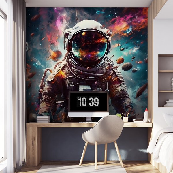 Fototapet Un astronaut în spațiu cu o cască mare, Fototapet copii, Fototapet populare, u95147 - Tapeko.ro