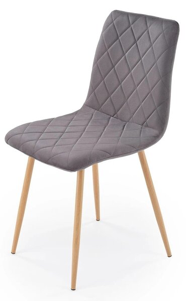Scaun K525, gri inchis/stejar, stofa catifelata/metal, 45x55x89 cm