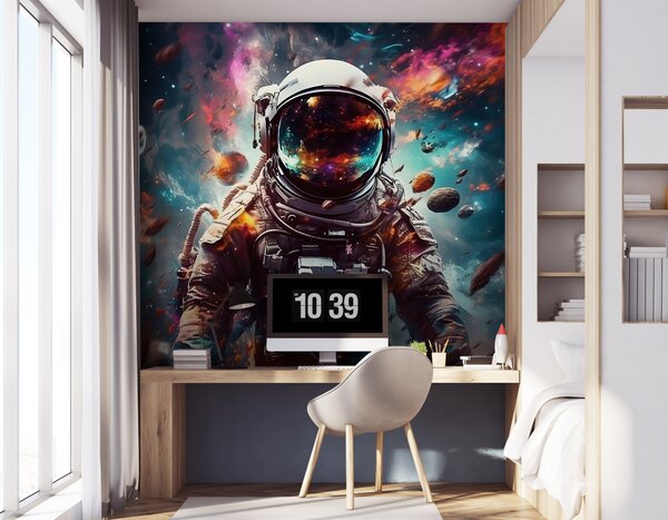 Fototapet Un astronaut în spațiu cu o cască mare, Fototapet copii, Fototapet populare, u95147 - Tapeko.ro