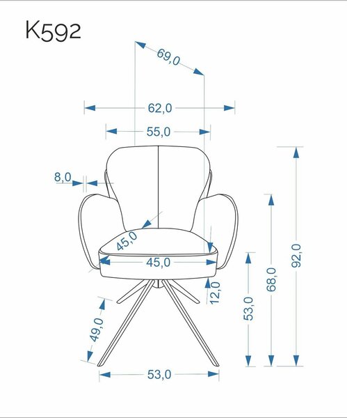 Scaun rotativ K592, bej/casmir, stofa/metal, 62x69x92 cm