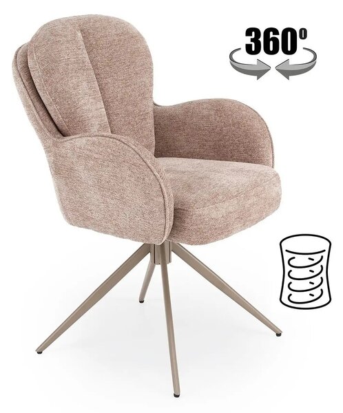 Scaun rotativ K592, bej/casmir, stofa/metal, 62x69x92 cm