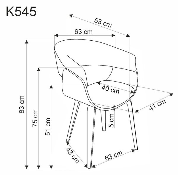 Scaun K545, bej/stejar, stofa clasica/placaj, 63x53x83 cm