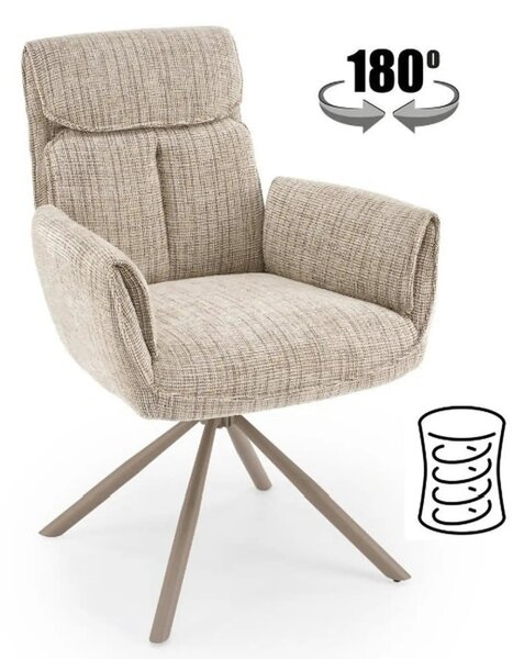 Scaun rotativ K596, bej/casmir, stofa clasica/metal, 66x66x93 cm
