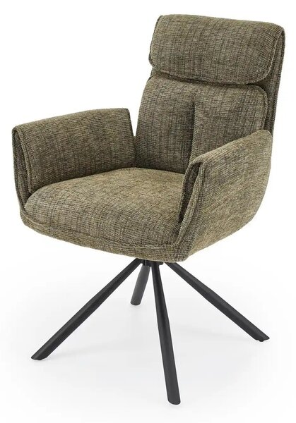 Scaun rotativ K596, verde olive/negru, stofa clasica/metal, 66x66x93 c